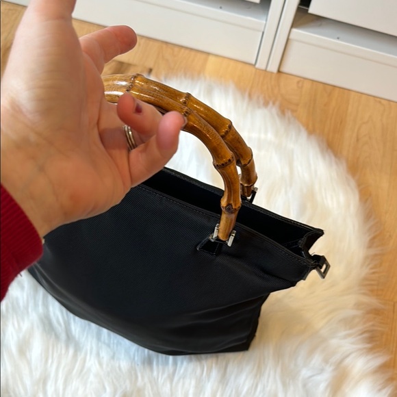 Gucci Black Nylon Tote Bag with Bamboo Handles - Picture 14 of 17